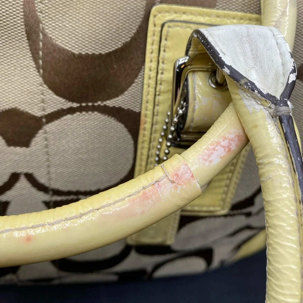 650 Coach yellow & tan with Coach billfold Preowned condition see pics### - Picture 5 of 13